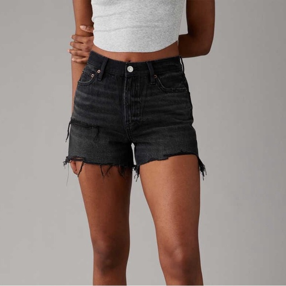 American Eagle Women's Black Denim Shorts - Picture 1 of 6